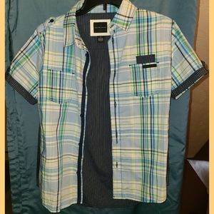 Sean Jean multi color plaid shirt Big Boys XL